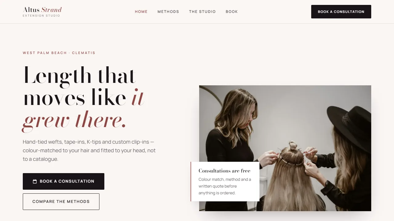 Altus Strand hair extension demo homepage