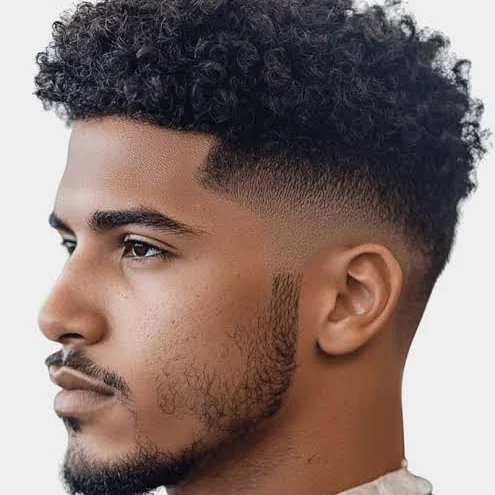 Sharp lineup on curly hair