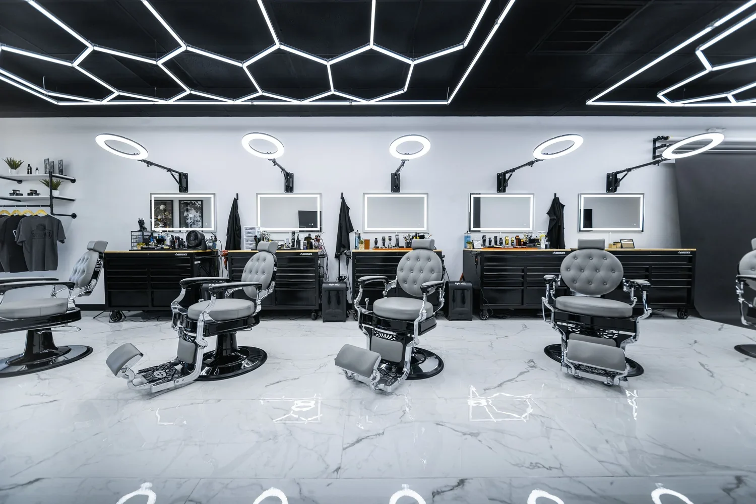 Interior of the Altus Fades barbershop in West Palm Beach