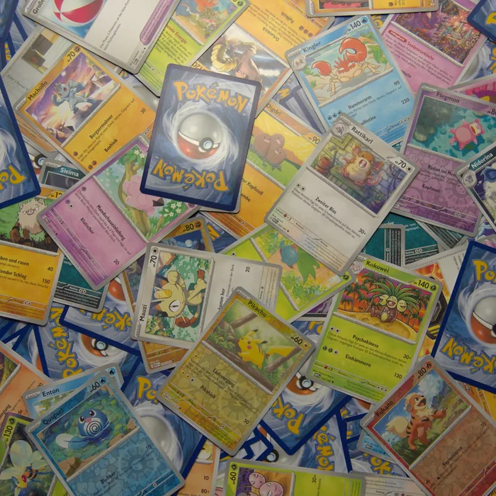 A large pile of assorted trading cards