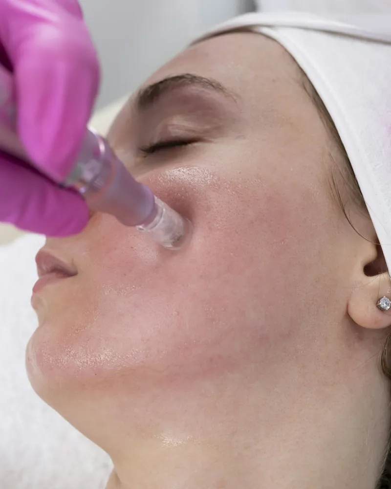 Hydradermabrasion facial treatment in progress