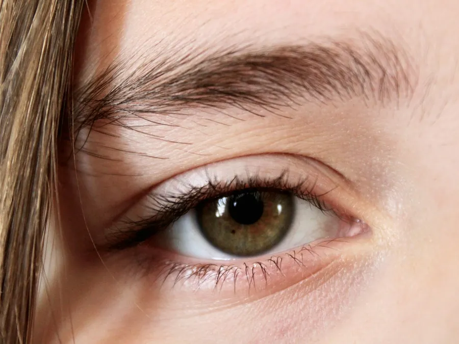 Close-up of a natural lash line after a lift and tint